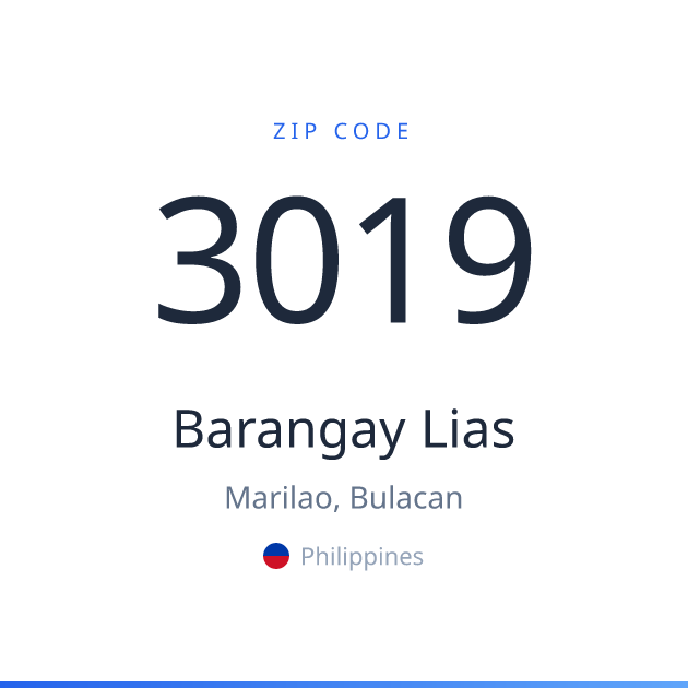 Shareable ZIP code 3019 card for Barangay Lias, light theme