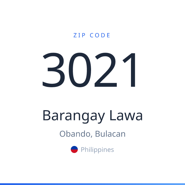 Shareable ZIP code 3021 card for Barangay Lawa, light theme