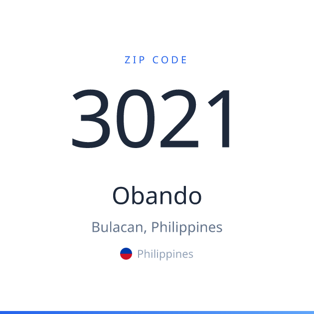 Shareable ZIP code 3021 card for Obando, light theme