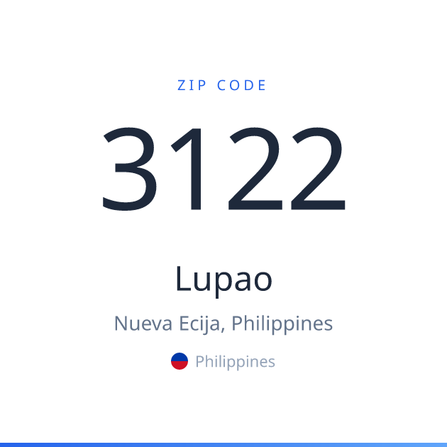 Shareable ZIP code 3122 card for Lupao, light theme