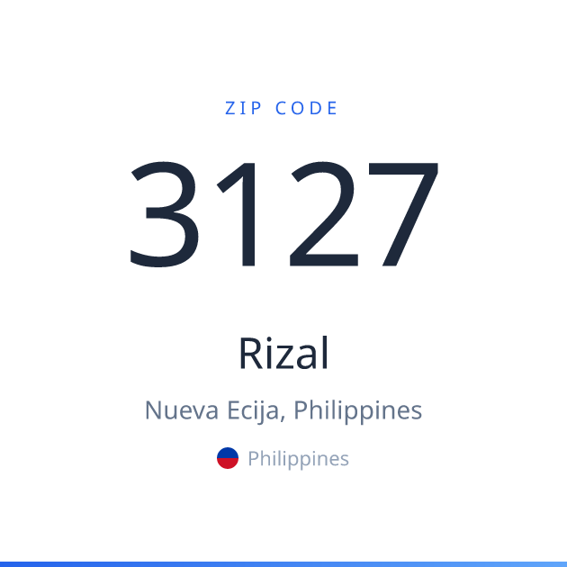 Shareable ZIP code 3127 card for Rizal, light theme