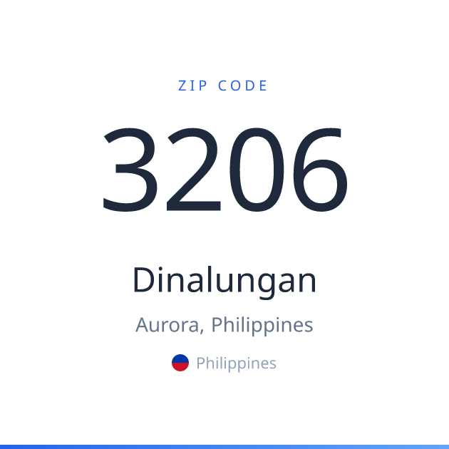 Shareable ZIP code 3206 card for Dinalungan, light theme