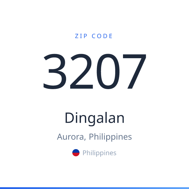 Shareable ZIP code 3207 card for Dingalan, light theme