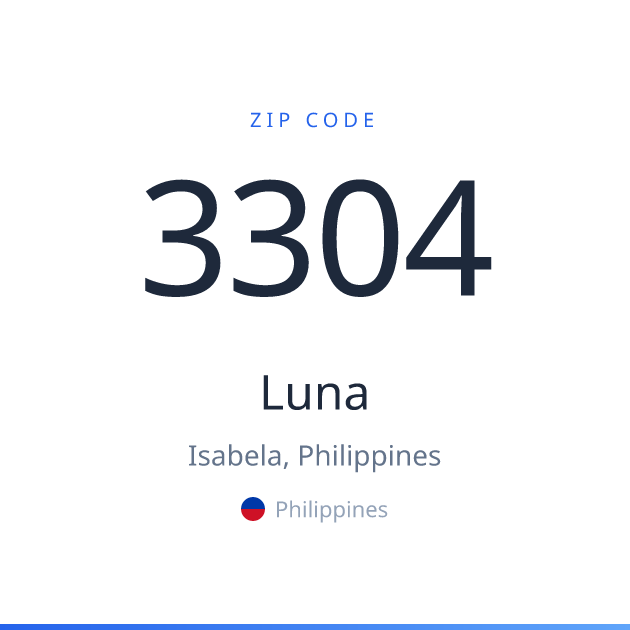 Shareable ZIP code 3304 card for Luna, light theme