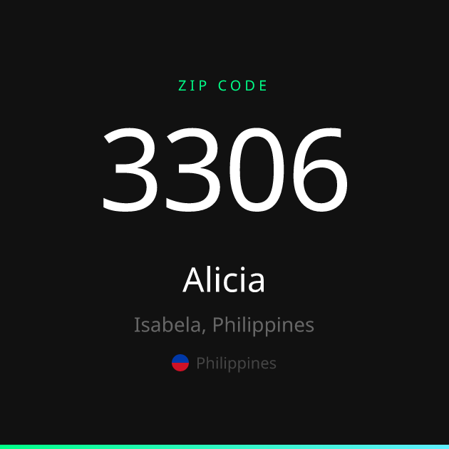 Shareable ZIP code 3306 card for Alicia, dark theme