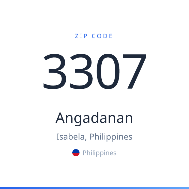 Shareable ZIP code 3307 card for Angadanan, light theme