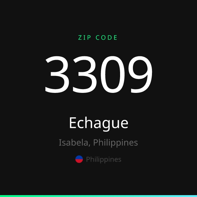 Shareable ZIP code 3309 card for Echague, dark theme