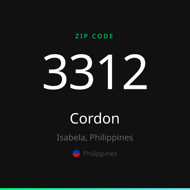 Shareable ZIP code 3312 card for Cordon, dark theme
