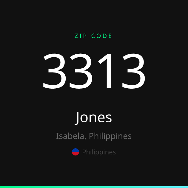 Shareable ZIP code 3313 card for Jones, dark theme