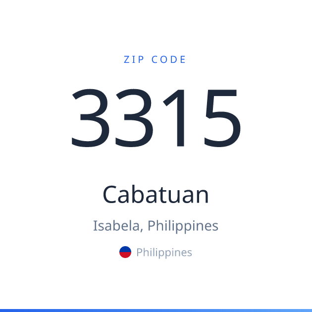 Shareable ZIP code 3315 card for Cabatuan, light theme