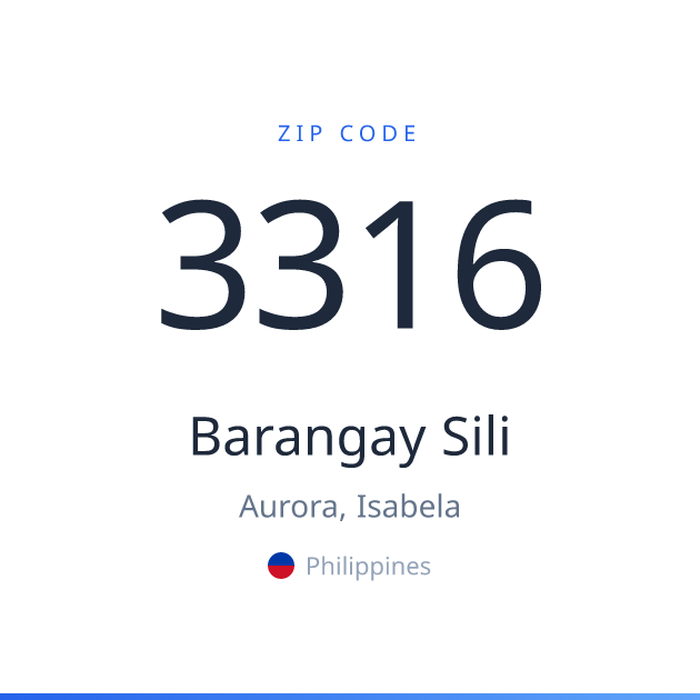 Shareable ZIP code 3316 card for Barangay Sili, light theme