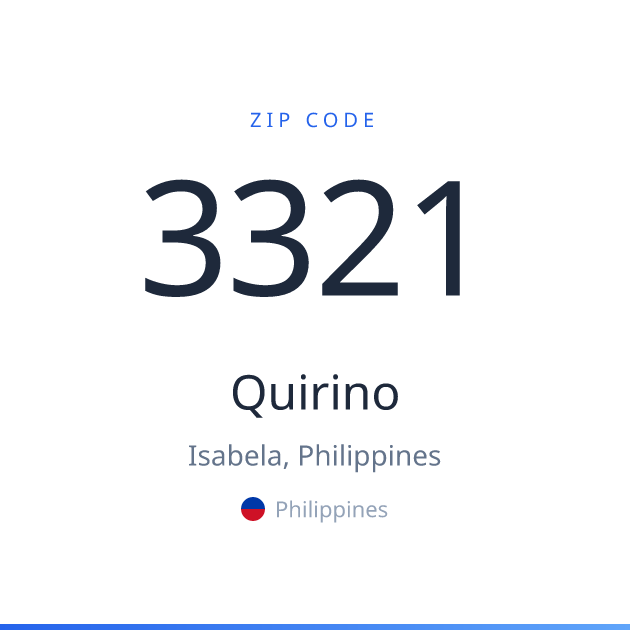 Shareable ZIP code 3321 card for Quirino, light theme