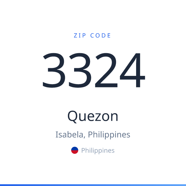 Shareable ZIP code 3324 card for Quezon, light theme