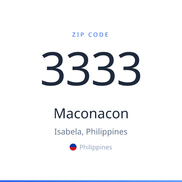 Shareable ZIP code 3333 card for Maconacon, light theme