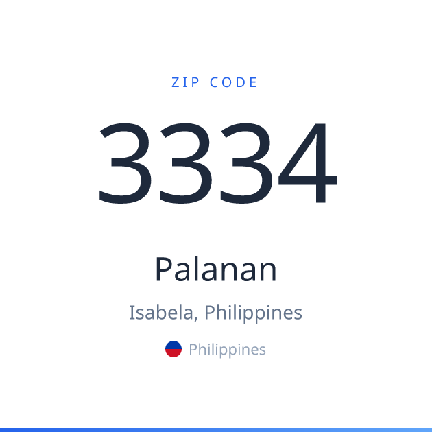 Shareable ZIP code 3334 card for Palanan, light theme