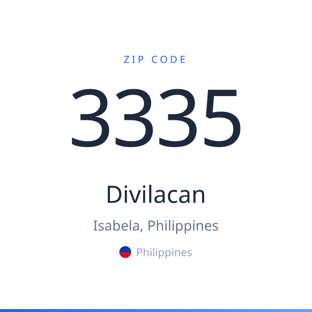 Shareable ZIP code 3335 card for Divilacan, light theme