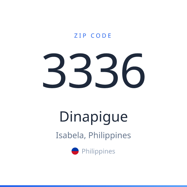 Shareable ZIP code 3336 card for Dinapigue, light theme
