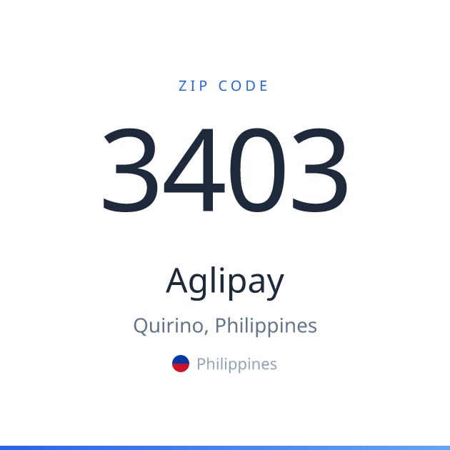 Shareable ZIP code 3403 card for Aglipay, light theme