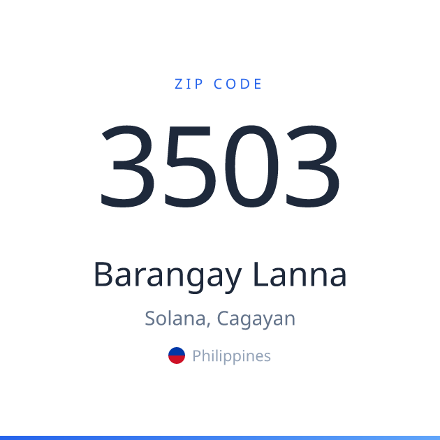Shareable ZIP code 3503 card for Barangay Lanna, light theme