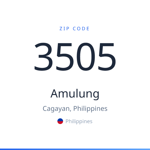 Shareable ZIP code 3505 card for Amulung, light theme