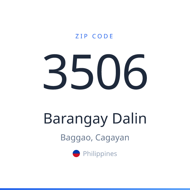 Shareable ZIP code 3506 card for Barangay Dalin, light theme