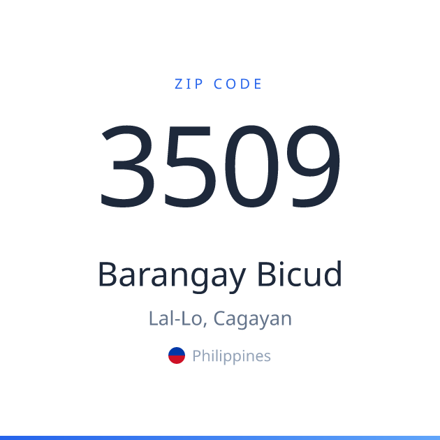 Shareable ZIP code 3509 card for Barangay Bicud, light theme
