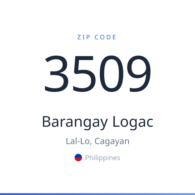 Shareable ZIP code 3509 card for Barangay Logac, light theme