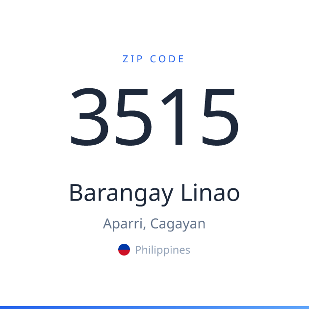 Shareable ZIP code 3515 card for Barangay Linao, light theme