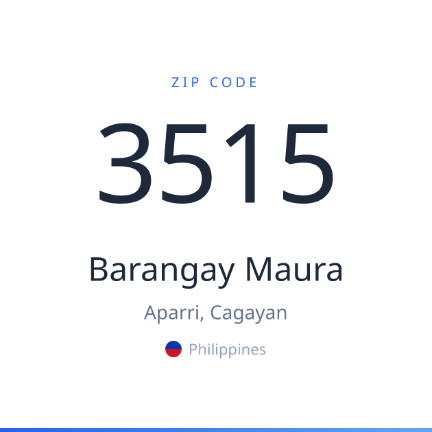 Shareable ZIP code 3515 card for Barangay Maura, light theme