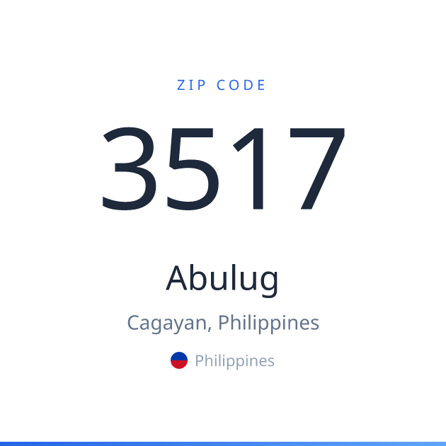 Shareable ZIP code 3517 card for Abulug, light theme