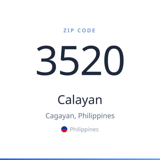Shareable ZIP code 3520 card for Calayan, light theme