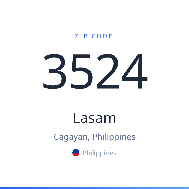 Shareable ZIP code 3524 card for Lasam, light theme