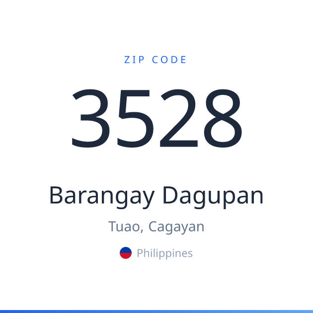 Shareable ZIP code 3528 card for Barangay Dagupan, light theme