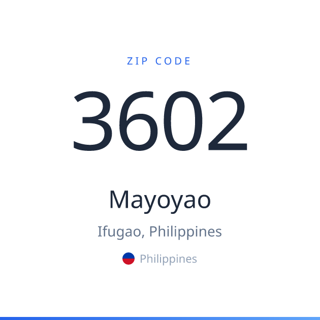 Shareable ZIP code 3602 card for Mayoyao, light theme