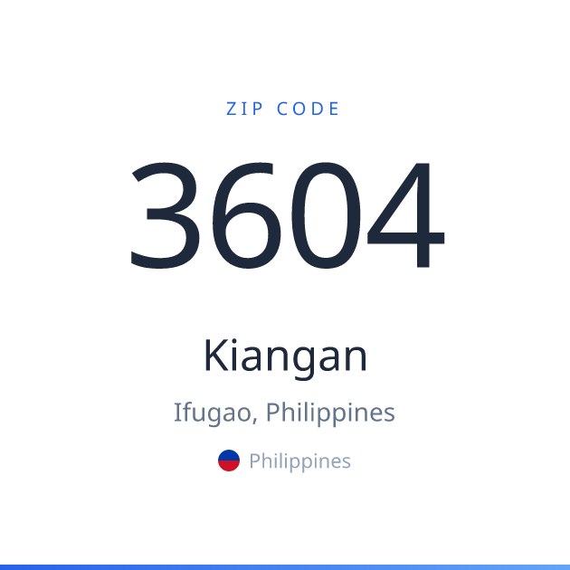 Shareable ZIP code 3604 card for Kiangan, light theme