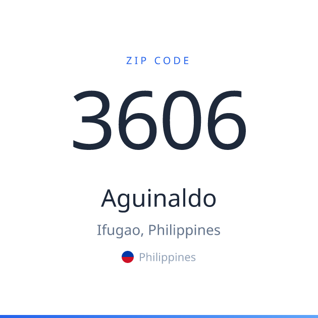 Shareable ZIP code 3606 card for Aguinaldo, light theme