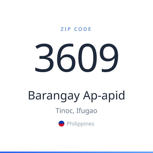 Shareable ZIP code 3609 card for Barangay Ap-apid, light theme