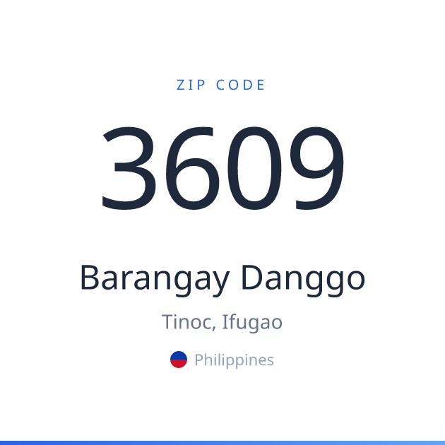 Shareable ZIP code 3609 card for Barangay Danggo, light theme