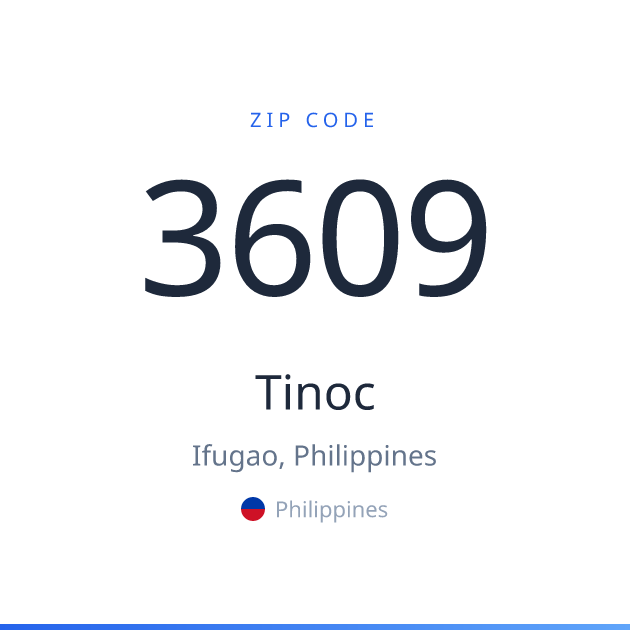 Shareable ZIP code 3609 card for Tinoc, light theme
