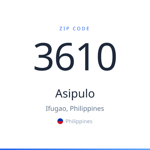 Shareable ZIP code 3610 card for Asipulo, light theme
