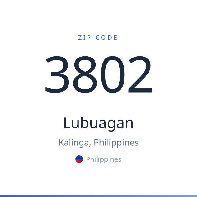 Shareable ZIP code 3802 card for Lubuagan, light theme