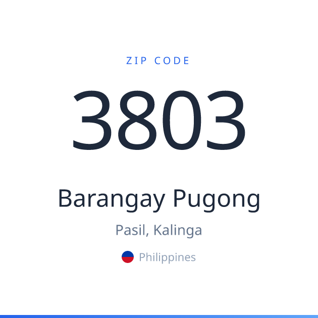 Shareable ZIP code 3803 card for Barangay Pugong, light theme
