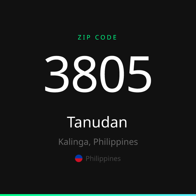 Shareable ZIP code 3805 card for Tanudan, dark theme