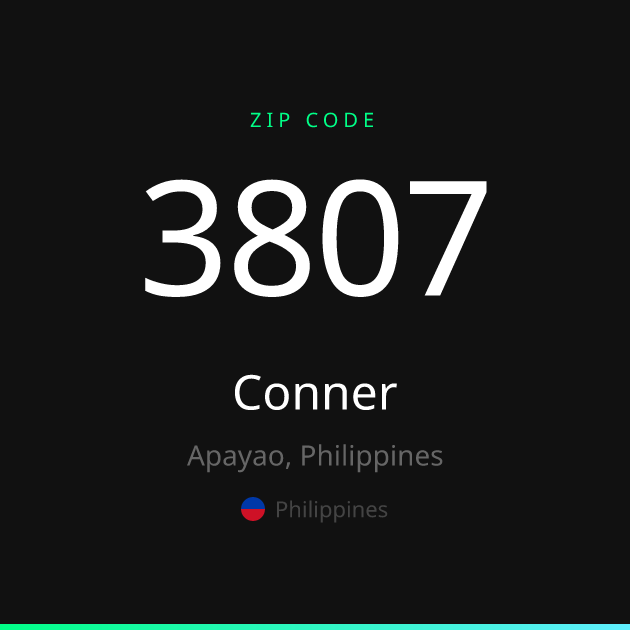 Shareable ZIP code 3807 card for Conner, dark theme