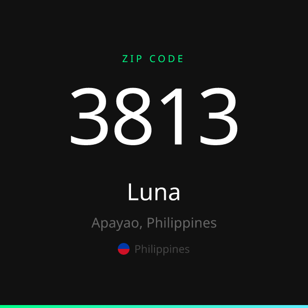 Shareable ZIP code 3813 card for Luna, dark theme