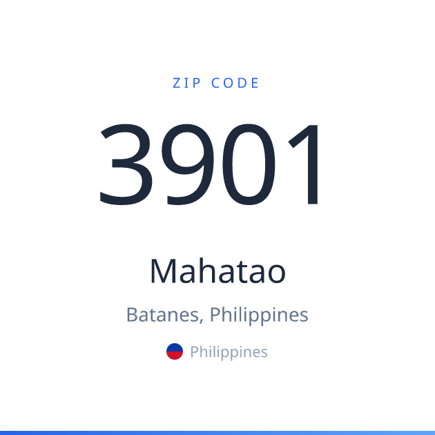 Shareable ZIP code 3901 card for Mahatao, light theme