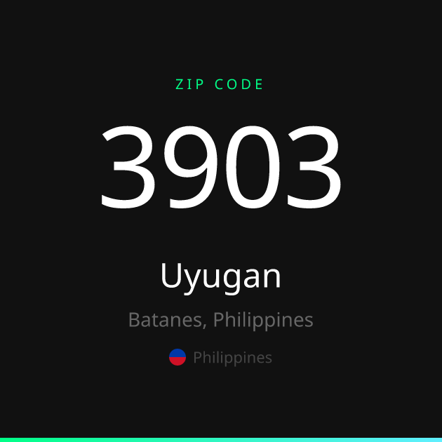 Shareable ZIP code 3903 card for Uyugan, dark theme