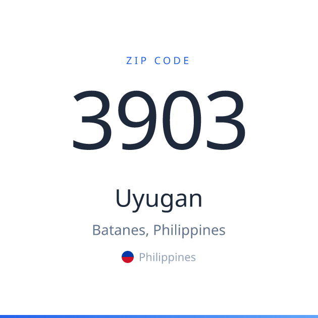 Shareable ZIP code 3903 card for Uyugan, light theme