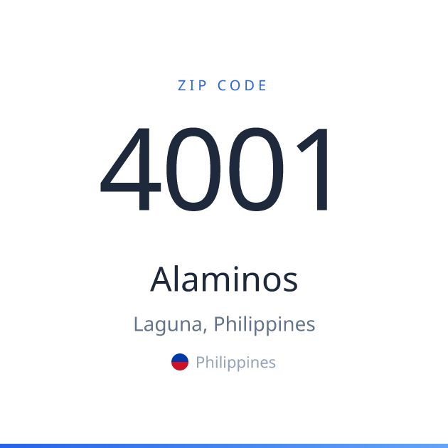 Shareable ZIP code 4001 card for Alaminos, light theme