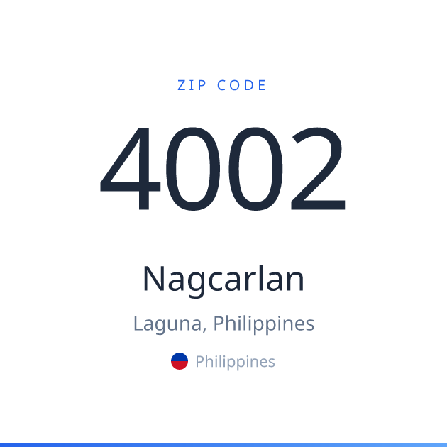 Shareable ZIP code 4002 card for Nagcarlan, light theme